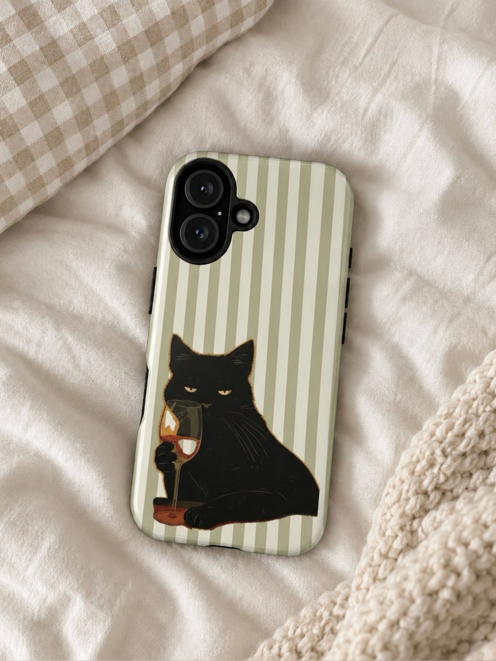 Black Cat Wine Tough Phone Case